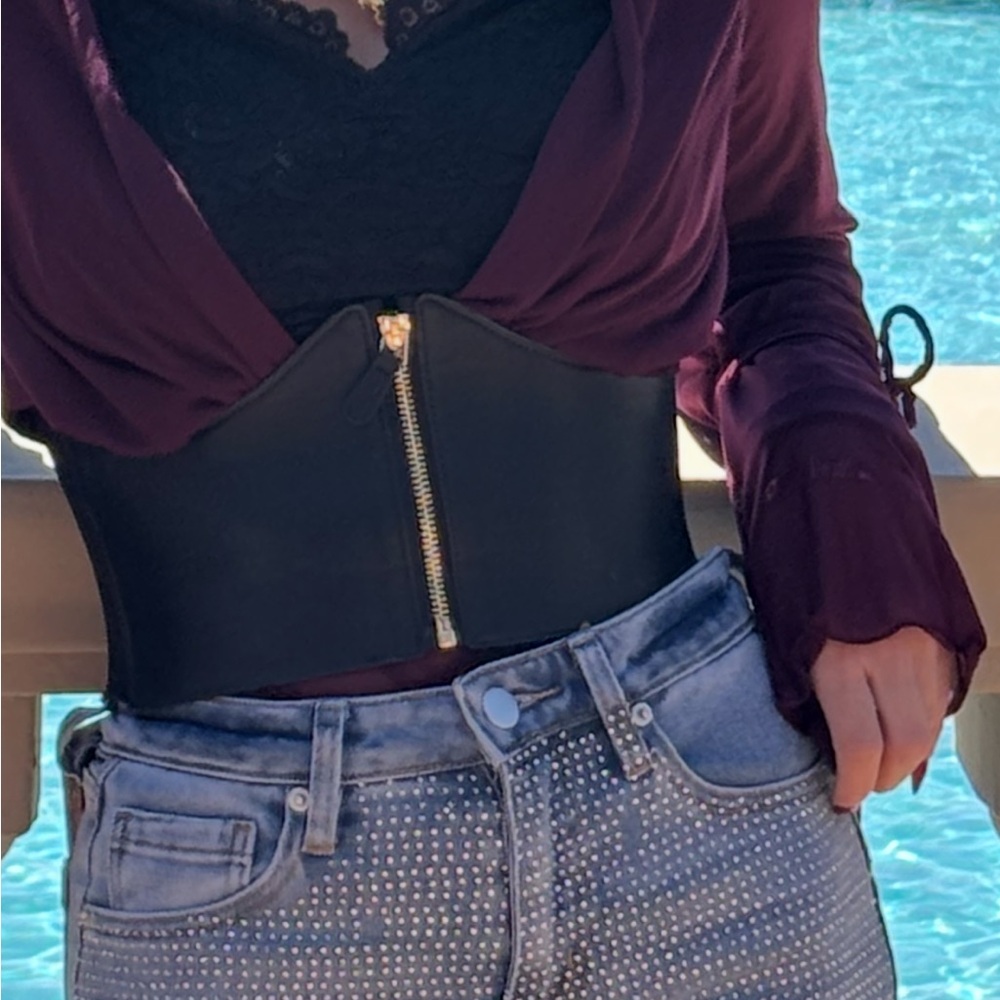 Black Zippered Women's Top